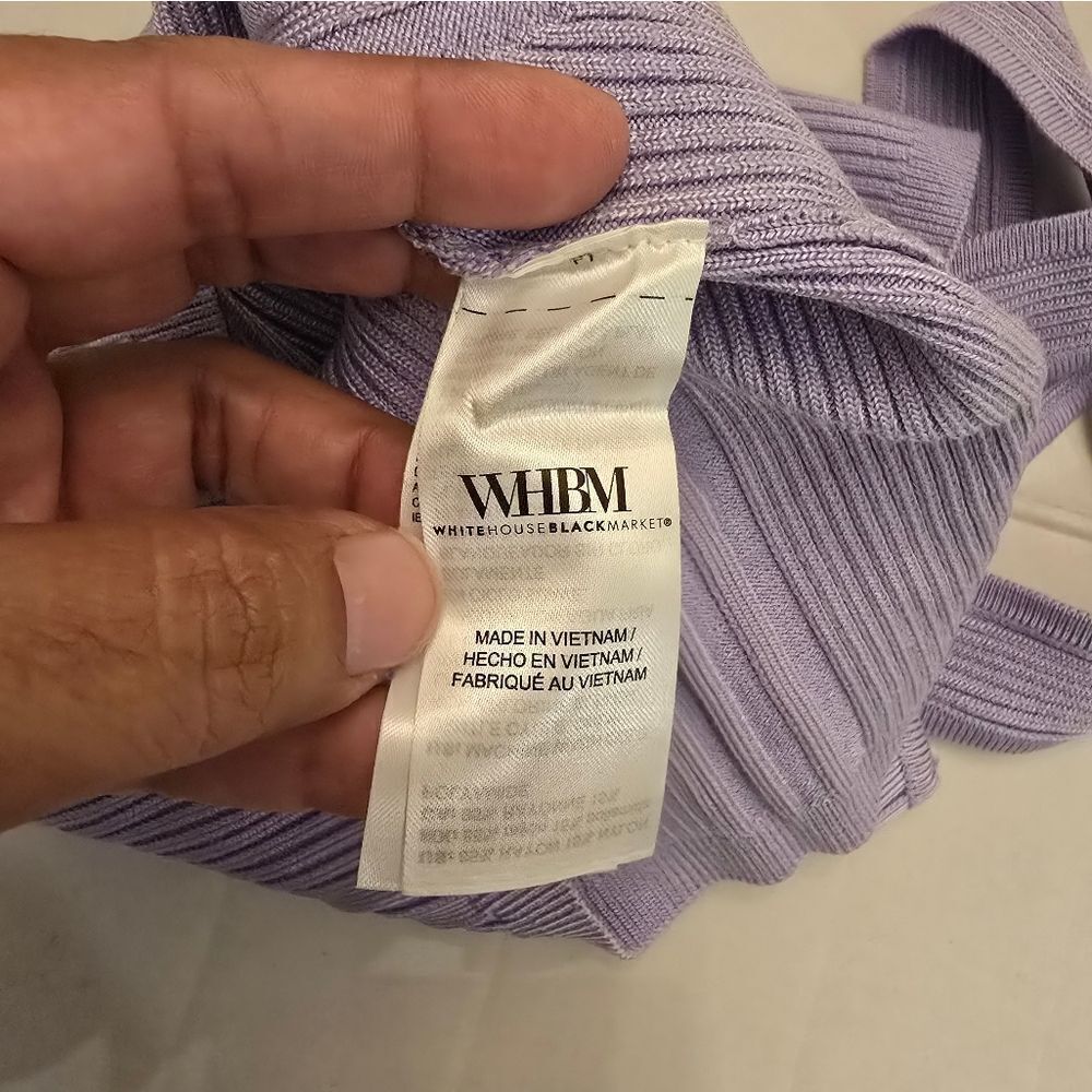 White House Black Markey Lavender Ribbed Tank Top Size Small - Picture 4 of 11